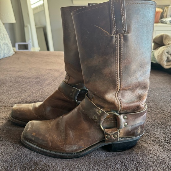 Women’s Frye Brown Leather Harness Boots - Picture 3 of 8